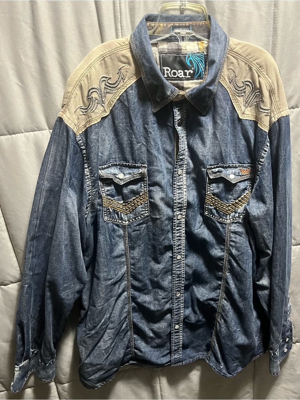 ROAR Men’s Western Shirt Size XXXL 3XL Denim